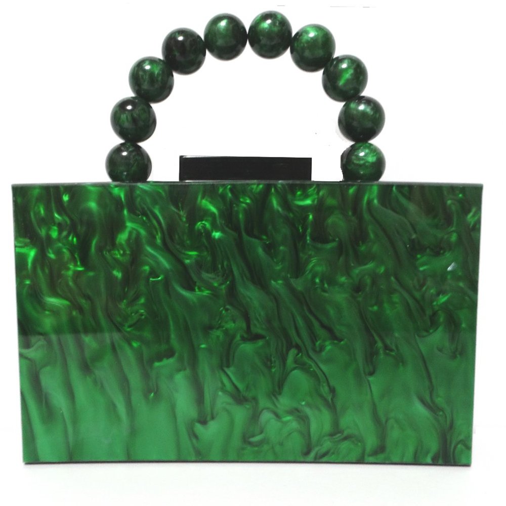 SPECTACULAR Green Purse Marbled Acrylic Handbag or Shoulder Bag Never Used